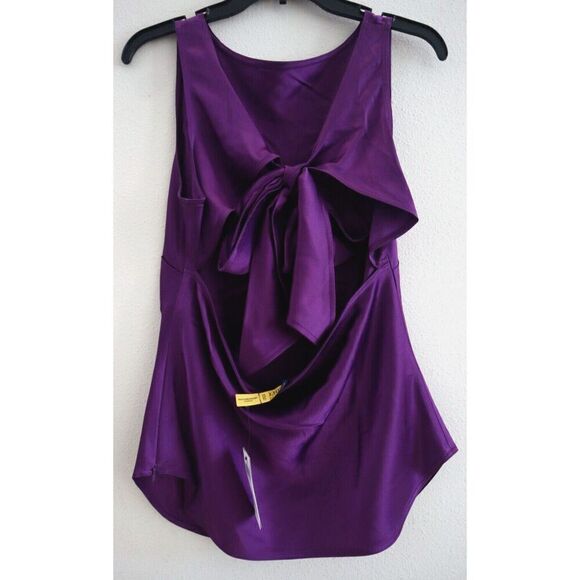 Polo Ralph Lauren Women's Sz 12 Purple Sleeveless Cutout Satin Blouse - Picture 2 of 11